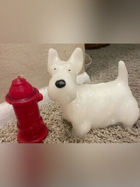 Vintage Scottish Terrier & Fire Hydrant Candle Set – Unused Dog Scottie Retro